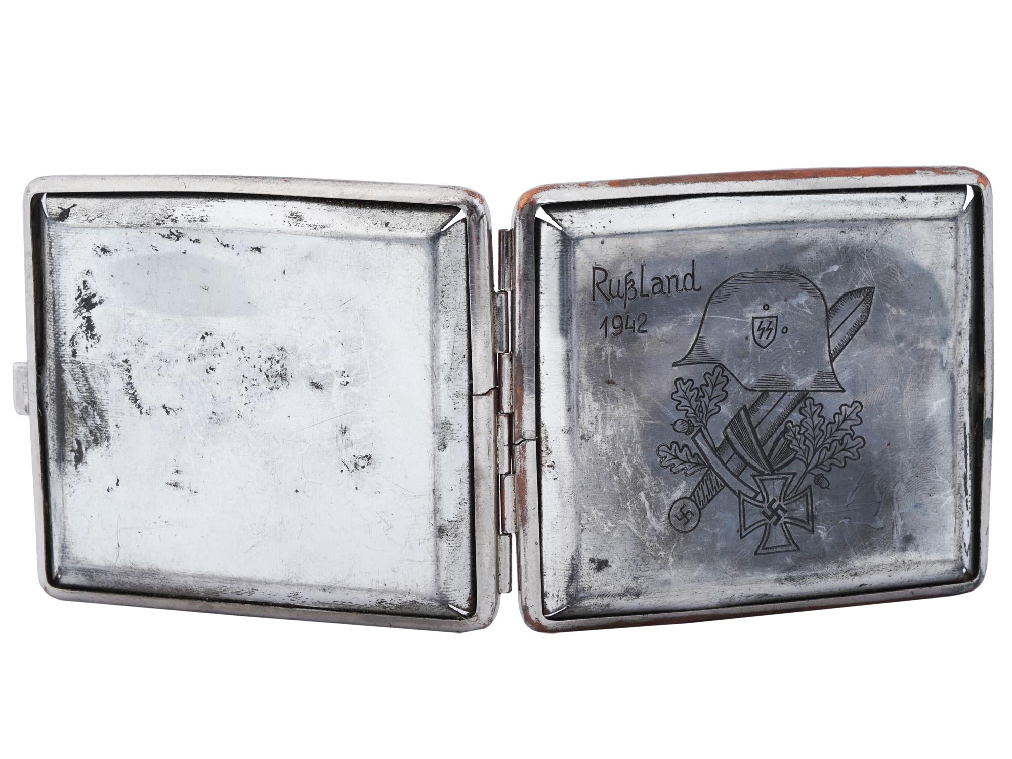 GERMAN WWII RUSSLAND 1942 CAMPAIGN CIGARETTE CASE PIC-2